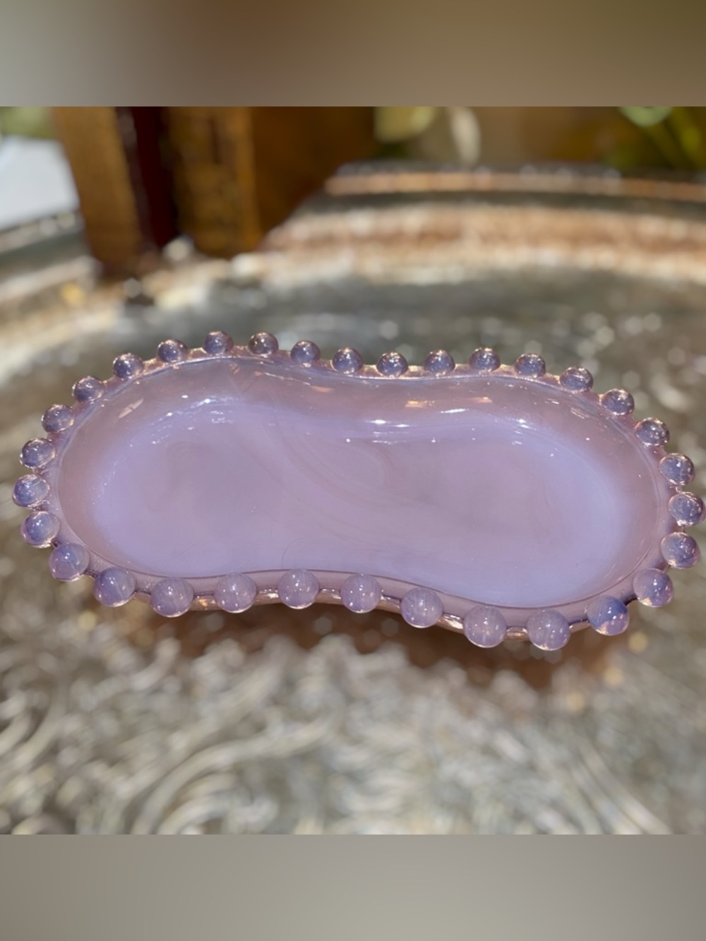 Vintage Boyd’s Art Glass Candlewick Purple Slag Tray (1978-83) Scarce Signed